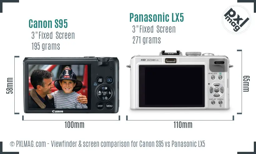Canon S95 vs Panasonic LX5 Screen and Viewfinder comparison Canon S95 vs Panasonic LX5 Screen and Viewfinder comparison