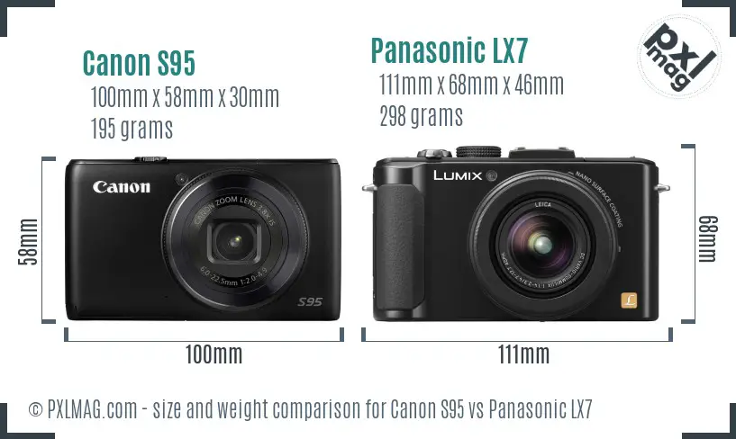 Canon S95 vs Panasonic LX7 size comparison