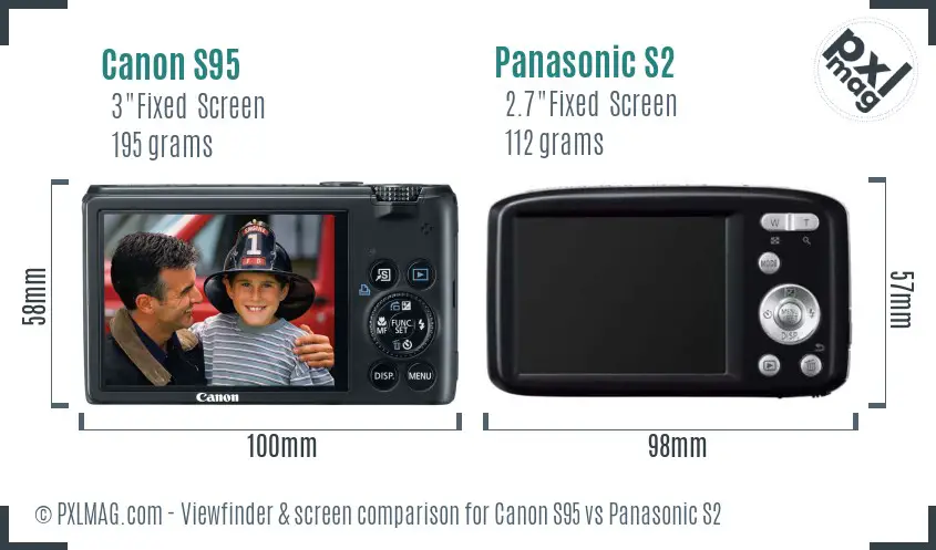 Canon S95 vs Panasonic S2 Screen and Viewfinder comparison