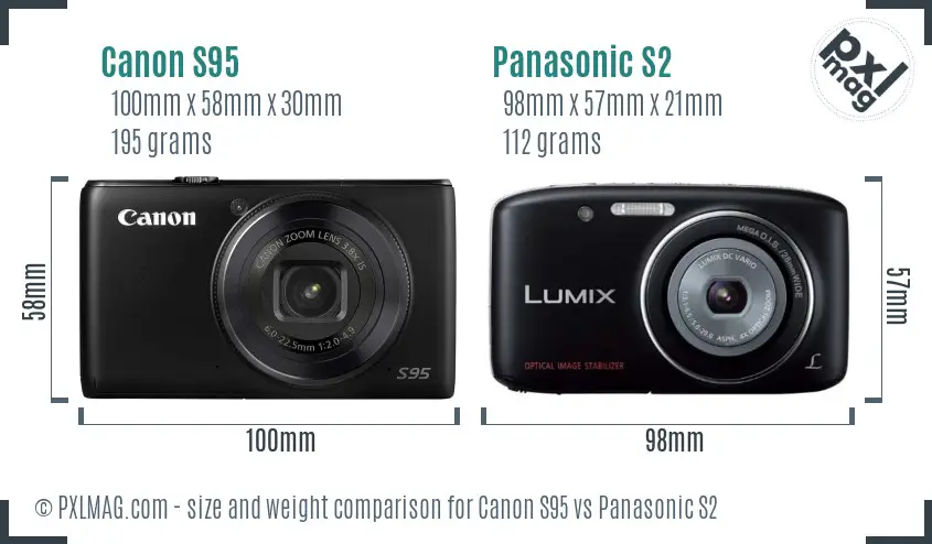 Canon S95 vs Panasonic S2 size comparison