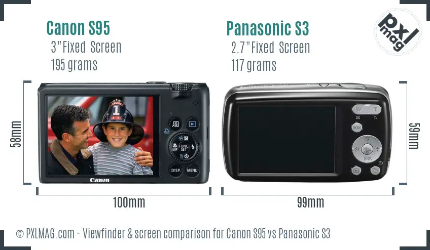 Canon S95 vs Panasonic S3 Screen and Viewfinder comparison
