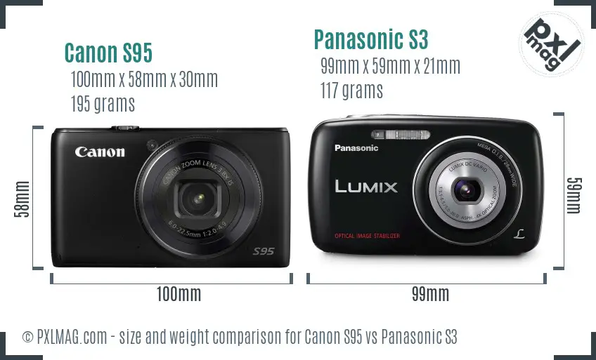 Canon S95 vs Panasonic S3 size comparison