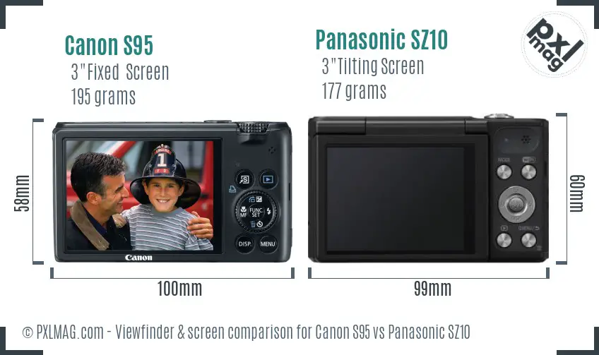 Canon S95 vs Panasonic SZ10 Screen and Viewfinder comparison