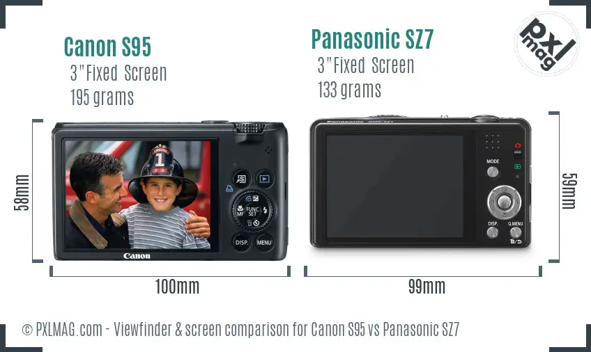 Canon S95 vs Panasonic SZ7 Screen and Viewfinder comparison