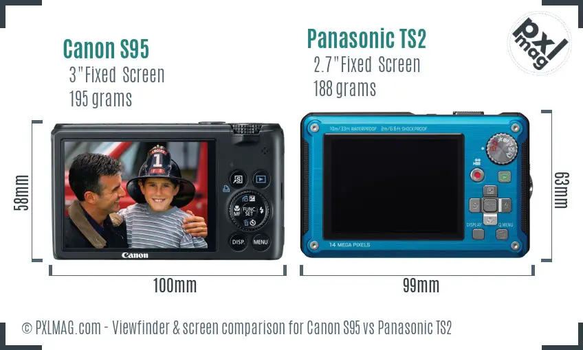 Canon S95 vs Panasonic TS2 Screen and Viewfinder comparison