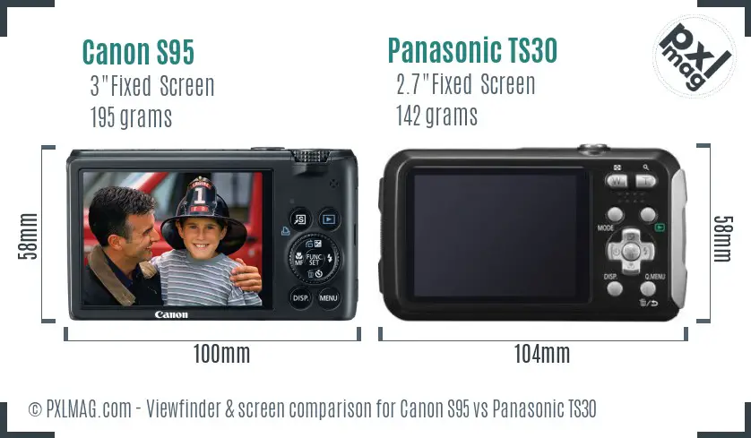 Canon S95 vs Panasonic TS30 Screen and Viewfinder comparison Canon S95 vs Panasonic TS30 Screen and Viewfinder comparison