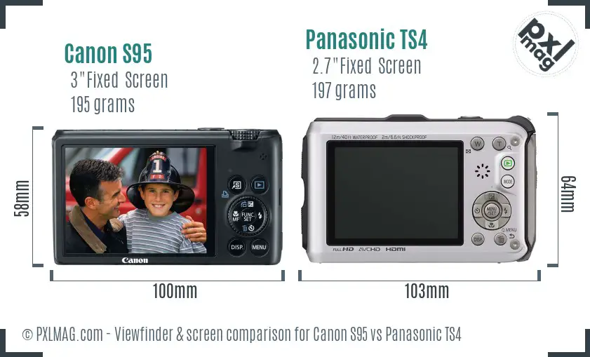 Canon S95 vs Panasonic TS4 Screen and Viewfinder comparison