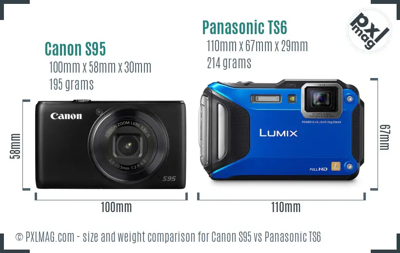 Canon S95 vs Panasonic TS6 size comparison