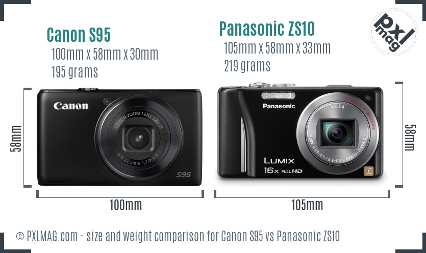 Canon S95 vs Panasonic ZS10 size comparison Canon S95 vs Panasonic ZS10 size comparison