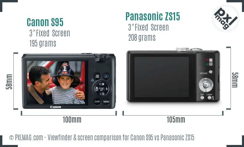 Canon S95 vs Panasonic ZS15 Screen and Viewfinder comparison Canon S95 vs Panasonic ZS15 Screen and Viewfinder comparison