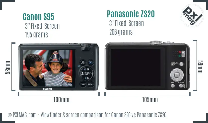 Canon S95 vs Panasonic ZS20 Screen and Viewfinder comparison