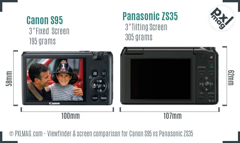 Canon S95 vs Panasonic ZS35 Screen and Viewfinder comparison