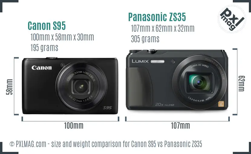 Canon S95 vs Panasonic ZS35 size comparison