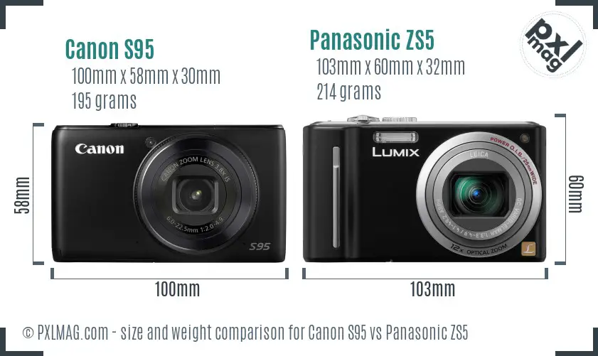 Canon S95 vs Panasonic ZS5 size comparison Canon S95 vs Panasonic ZS5 size comparison