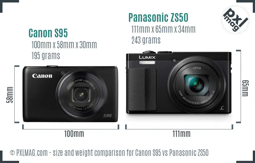 Canon S95 vs Panasonic ZS50 size comparison