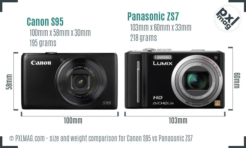 Canon S95 vs Panasonic ZS7 size comparison Canon S95 vs Panasonic ZS7 size comparison