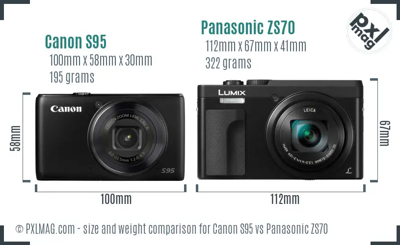 Canon S95 vs Panasonic ZS70 size comparison