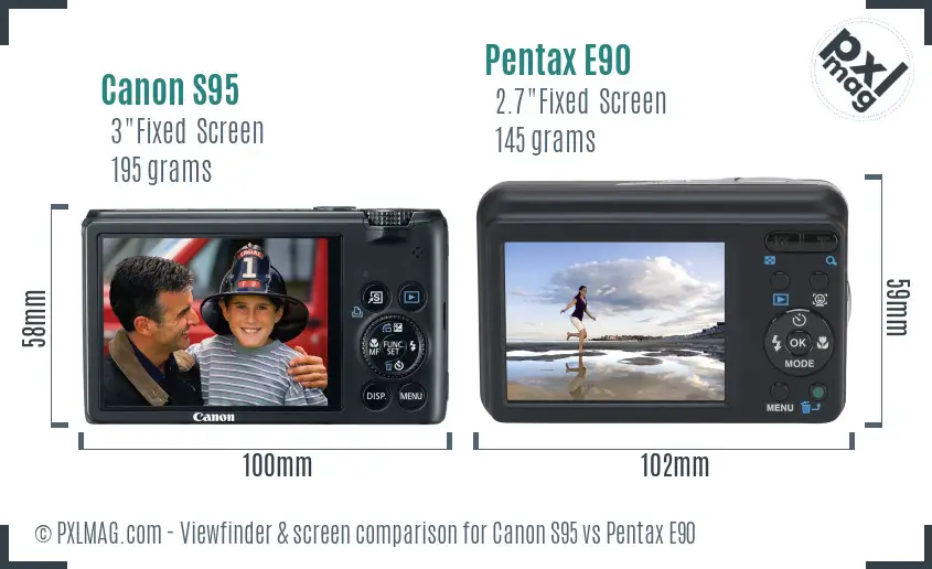 Canon S95 vs Pentax E90 Screen and Viewfinder comparison Canon S95 vs Pentax E90 Screen and Viewfinder comparison