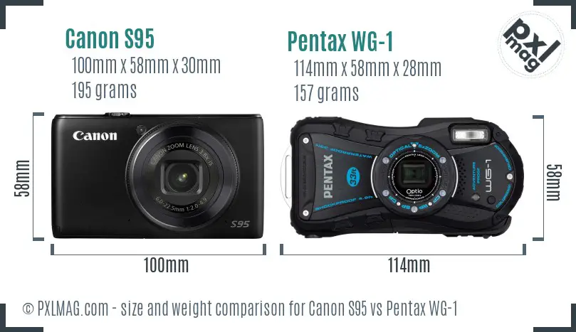Canon S95 vs Pentax WG-1 size comparison
