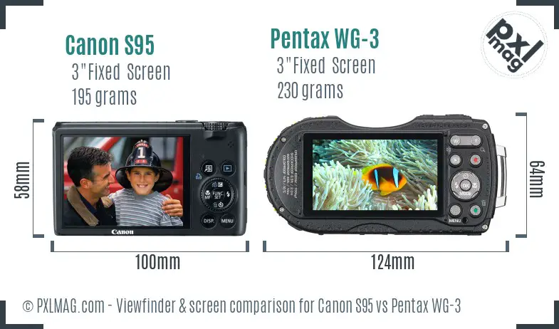 Canon S95 vs Pentax WG-3 Screen and Viewfinder comparison