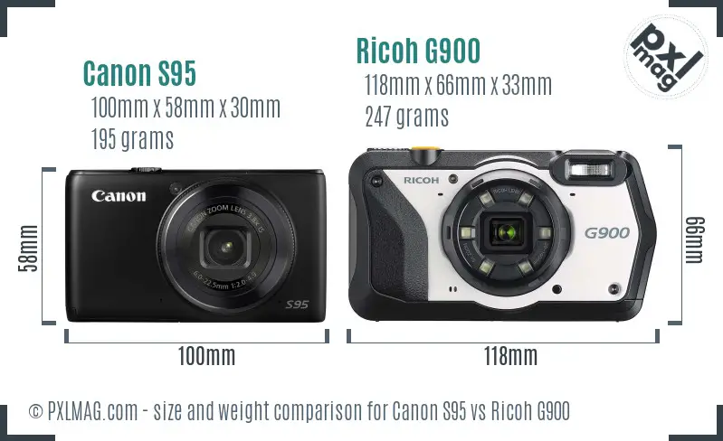 Canon S95 vs Ricoh G900 size comparison Canon S95 vs Ricoh G900 size comparison