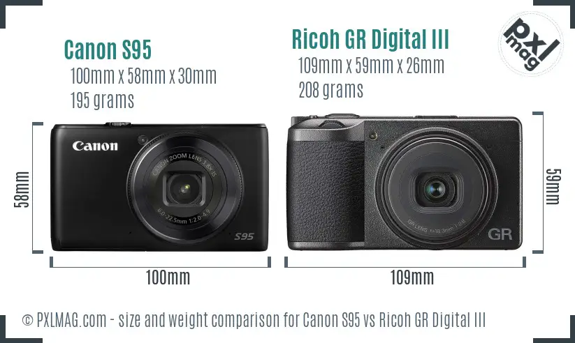 Canon S95 vs Ricoh GR Digital III size comparison Canon S95 vs Ricoh GR Digital III size comparison