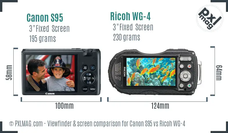 Canon S95 vs Ricoh WG-4 Screen and Viewfinder comparison