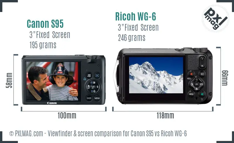 Canon S95 vs Ricoh WG-6 Screen and Viewfinder comparison