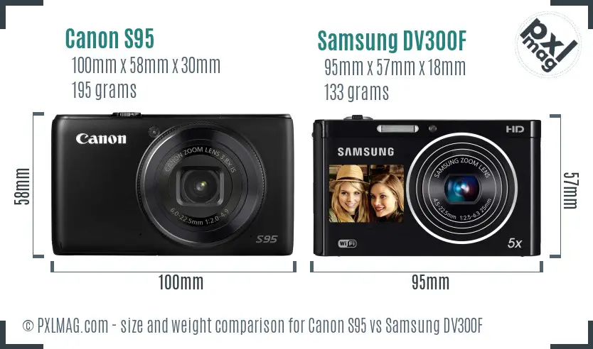 Canon S95 vs Samsung DV300F size comparison Canon S95 vs Samsung DV300F size comparison