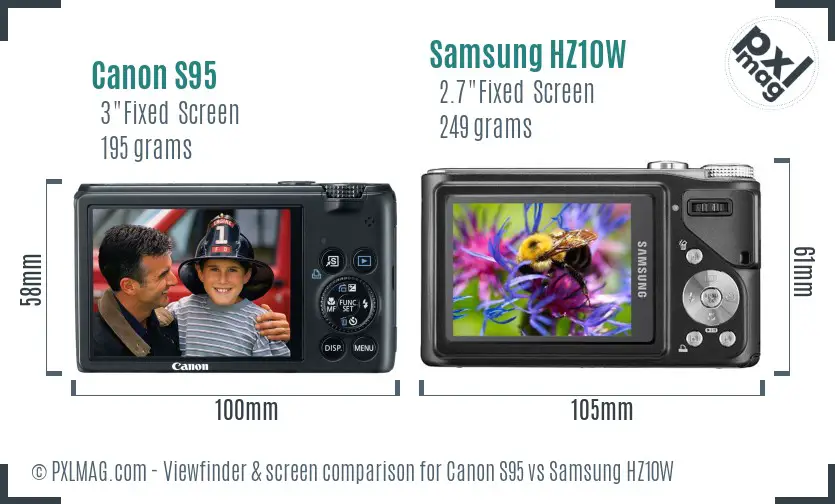 Canon S95 vs Samsung HZ10W Screen and Viewfinder comparison Canon S95 vs Samsung HZ10W Screen and Viewfinder comparison