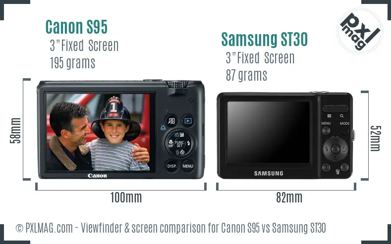 Canon S95 vs Samsung ST30 Screen and Viewfinder comparison Canon S95 vs Samsung ST30 Screen and Viewfinder comparison