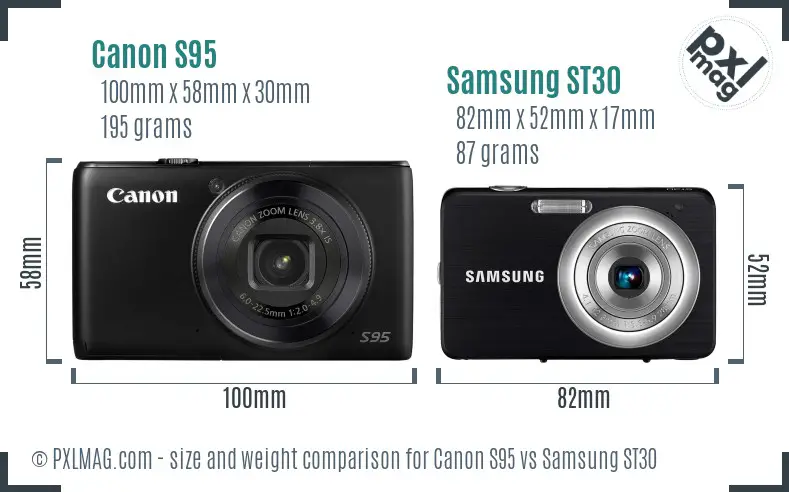Canon S95 vs Samsung ST30 size comparison Canon S95 vs Samsung ST30 size comparison