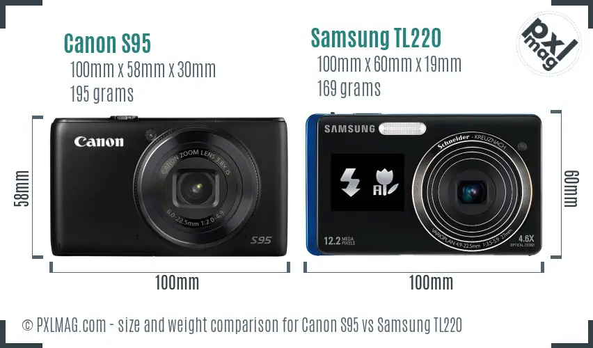 Canon S95 vs Samsung TL220 size comparison