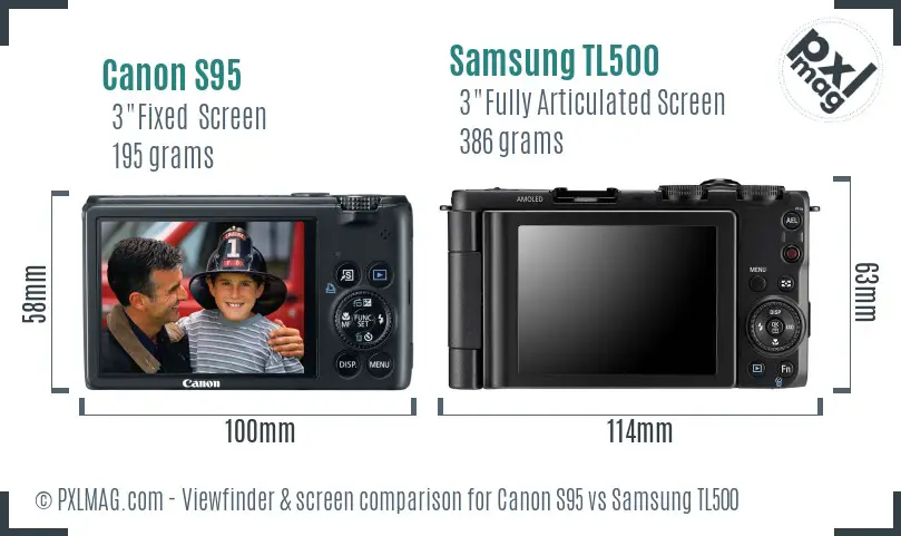 Canon S95 vs Samsung TL500 Screen and Viewfinder comparison