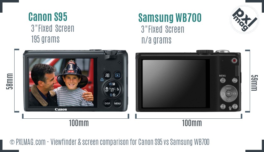 Canon S95 vs Samsung WB700 Screen and Viewfinder comparison