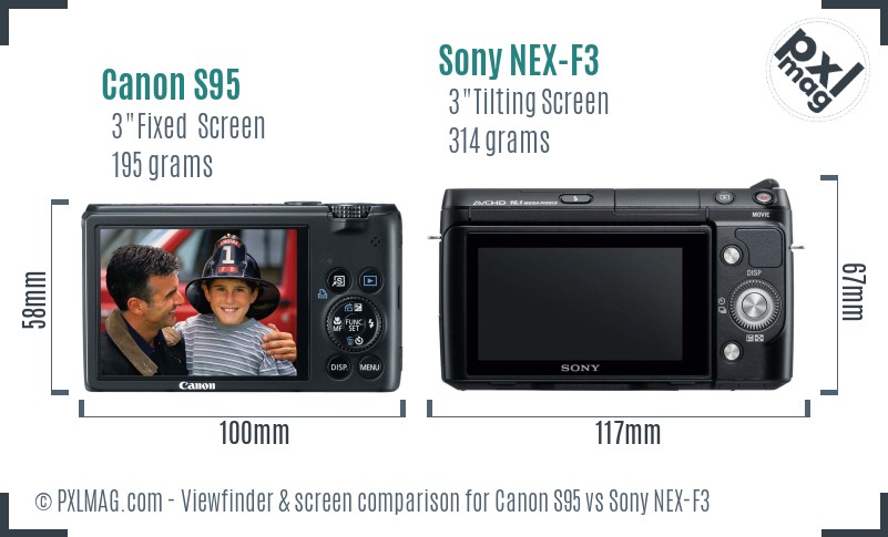 Canon S95 vs Sony NEX-F3 Screen and Viewfinder comparison