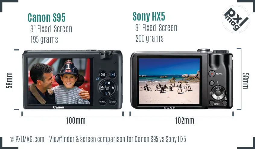 Canon S95 vs Sony HX5 Screen and Viewfinder comparison