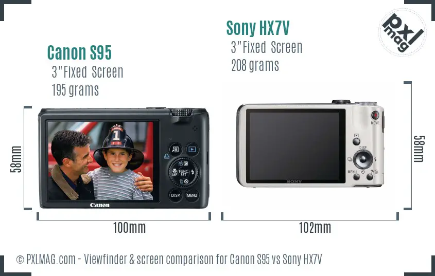 Canon S95 vs Sony HX7V Screen and Viewfinder comparison