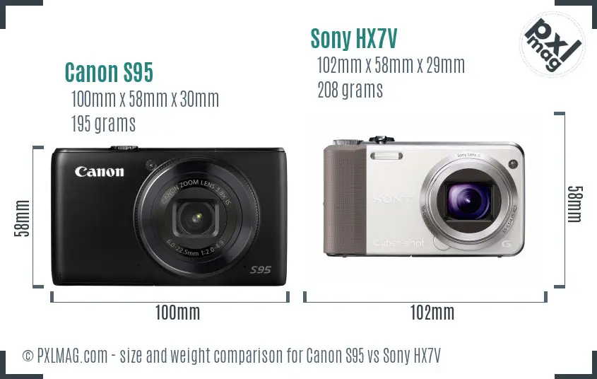 Canon S95 vs Sony HX7V size comparison