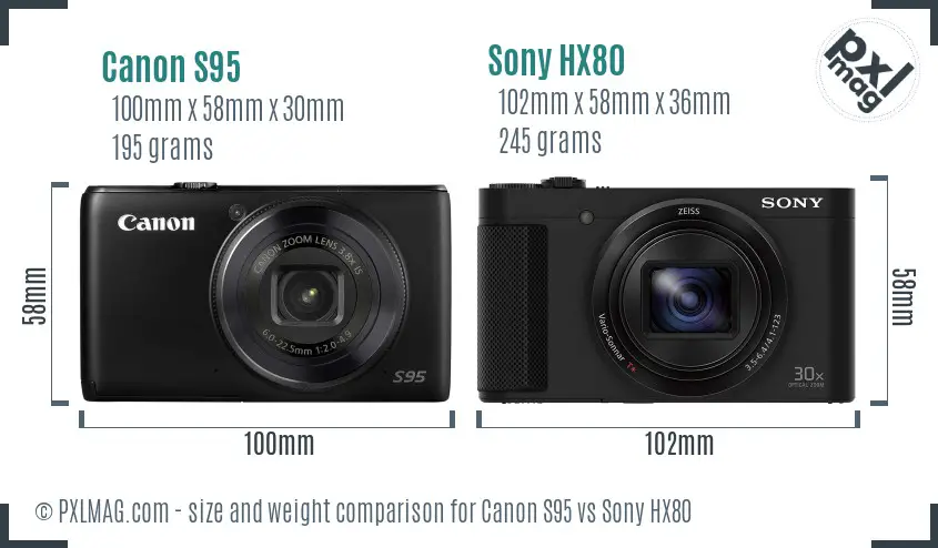 Canon S95 vs Sony HX80 size comparison
