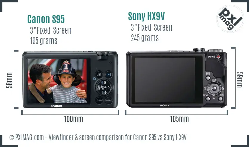 Canon S95 vs Sony HX9V Screen and Viewfinder comparison