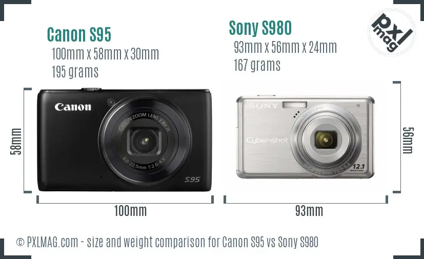 Canon S95 vs Sony S980 size comparison Canon S95 vs Sony S980 size comparison