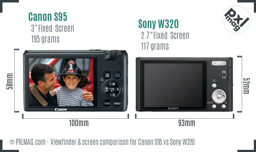 Canon S95 vs Sony W320 Screen and Viewfinder comparison Canon S95 vs Sony W320 Screen and Viewfinder comparison