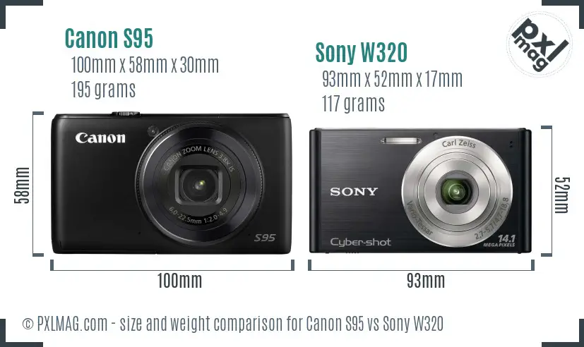 Canon S95 vs Sony W320 size comparison Canon S95 vs Sony W320 size comparison