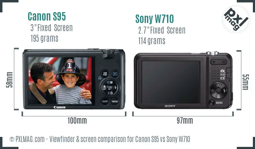 Canon S95 vs Sony W710 Screen and Viewfinder comparison Canon S95 vs Sony W710 Screen and Viewfinder comparison