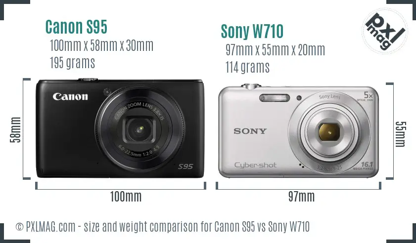 Canon S95 vs Sony W710 size comparison Canon S95 vs Sony W710 size comparison
