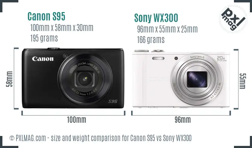 Canon S95 vs Sony WX300 size comparison