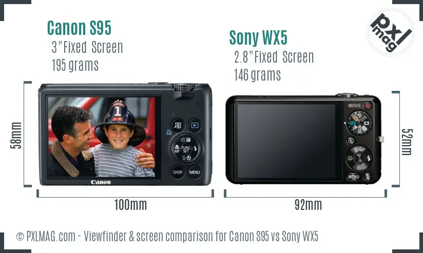 Canon S95 vs Sony WX5 Screen and Viewfinder comparison