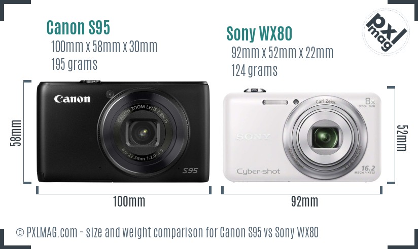 Canon S95 vs Sony WX80 size comparison Canon S95 vs Sony WX80 size comparison