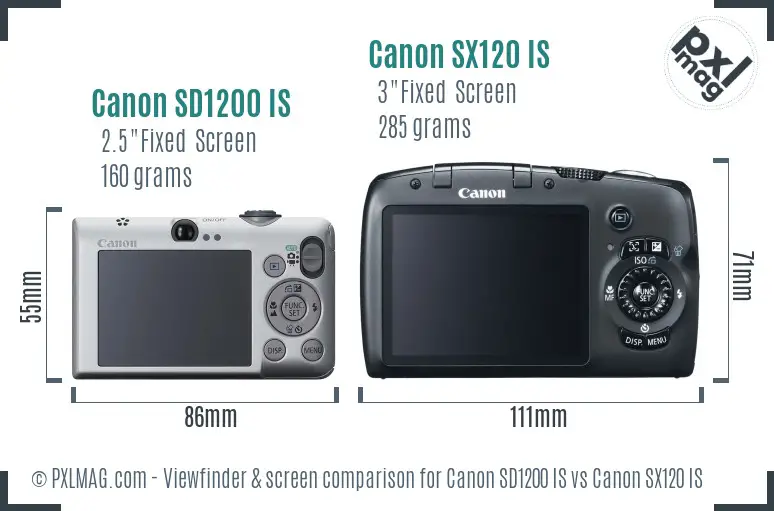 Canon SD1200 IS vs Canon SX120 IS Screen and Viewfinder comparison Canon SD1200 IS vs Canon SX120 IS Screen and Viewfinder comparison